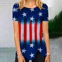 Yyeselk Američka zastava Žene Tunike Ležerne prilike kratkih rukava Crew Pulover Mahuna moda Deco Decor
