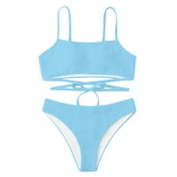 Žene kupaćih kostimi Zavoja za zavoj Podignite grudnjak ženski bikini set Solid kupaćim kosilicama uz