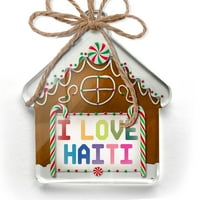 Ornament tiskan jednostrano volim haiti, šareni božićni neonblond