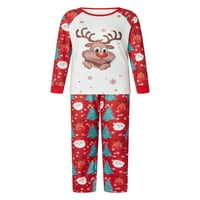 Lieramram roditelj-dječji božićni pidžami Porodica podudara slatka jelena print dugih rukava raglan