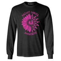 Shop4ever Muška suncokret ružičasta vrpca za dojku Svijet sajta s dugim rukavom majica 2xl crna