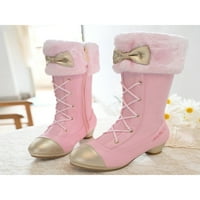 Zodanni Girls Lolita Cipele Hodanje elegantne princeze visoki čizme Nepuštajte luk zimske čizme Pink