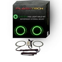 Flashtech zeleni vanjski vodootporni LED HALO prsten maglica Svjetlosni komplet za Dodge Charger 05-10