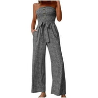 Cacommmark PI ženske hlače plus veličine klirenca za preskok ljeta puna boja labava s ramenom s grudnjakom