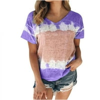 Basic Tunic Tees Casual V-izrez kratki rukav ženski ljetni vrhovi Trendne majice Print Comfy labava