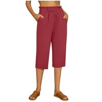 ManXivoo široke pantalone za noge za žene Modni solidni boju pamučne fla elastične duge hlače na plaži