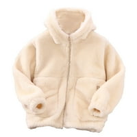 Shpwfbe Hoodies Todler Boys Girls dugih rukava zimska solidna boja patentni kaput od jakne zgušnjavati