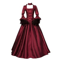 Funicet Women Vintage Retro Gothic Dugi haljina s kapuljačom s dugim rukavima Crvena 4xL