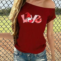 Ženska modna Valentinova ljubav Love Ispis bluza s kratkim rukavima vrhunska majica za žene Ljetne kratke