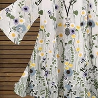 AWDENIO Plus Veličina Žene Izbori za ljetni ženski cvjetni-print casual kratkih rukava V izrez majice