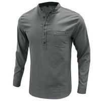 Advoicd Muška majica s dugim rukavima Majice Male Casual Solid T Majica Bluza Džep Dugi rukavi Dugme