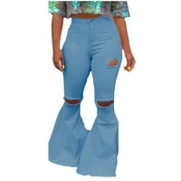 Hupta traperice za žene dama moda rupa patentni pantni pants širine noga za pokretanje pantalona za