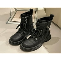Sanviglor Womenske čizme Platform Combat Boot up zimske čizme Rad vodootporan MID CALF cipele bez klizanja Lug Sole Crna 6.5