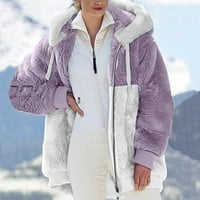 Strungten ženski modni plišani patentni zatvarač dugih rukava šivanje topli džemper vrhovi kaput zime