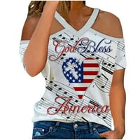 Žene 4. jula Dan nezavisnosti Popularna američka zastava Štampana majica V izrez Slobodnoj ručici s