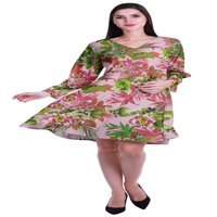 Moomaya dizajner tiskana kratka haljina za plahte u punom rukavu Velvet tunike za žene