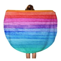 Okrugli ručnik za plažu Blake Plave Rainbow Striped akvarel svijetle boje Sastav za šarene putne krugove