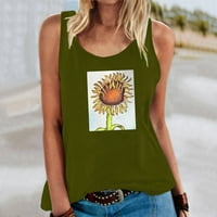 Clears ispod $ Corset Top Plus size Ženska casual crewneck suncokret Print Camisole Green, L