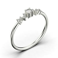 Vintage izgleda zigzag stil minimalistički 0. Carat Okrugli rez dijamantni prsten jedinstvenog stila, nježan prsten, tanak prsten, vjenčani prsten u 10k čvrsto bijelo zlato, poklon za nju, obećavajući prsten