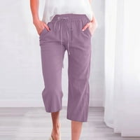 MAFYTYTPR Ljetne pantalone za žene Trendi modni ženski ležerne boje elastične labave hlače ravno široke
