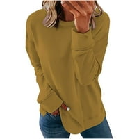 Fall Crewneck Dukseri za žene Loose Fit Ležerne prilike s dugim rukavima Pulover pulover u boji Trendy
