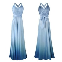 Ženske haljine V-izrez modni čvrsti tjedni dužina gležnja maxi bez rukava ljetna haljina plava xl