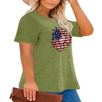 Plus size Daisy majica za žene 4. srpnja Košulja Grafički inspirativni USA Cvijetni kratki rukav