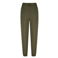 Wavsuf ženske hlače plus veličina s džepovima čvrste vojske zelene hlače veličine m