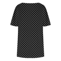 Qilakog Ljetne casual plus majice za žene Loose V izrez Solid Ruffle kratkih rukava, dame Lounge Pulover