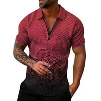 Wozhidase Polo majice za muškarce muški ležerni print patent zatvarač Okrenite ovratnik bluza s kratkim