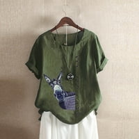 Clearsance Ljeto Žensko pamučno posteljina majica na vrhu Ležerne prilike Ležerne prilike Labavi trendi