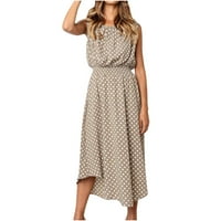 Haljine za ženske tiskanje bez rukava polka točka haljina Square Crt Midi fit i flare Y2K moda Elegantna