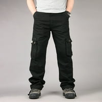 Čišćenje hlača za muškarce muške teretne pantalone Slim Multi džepne ravne pantalone na otvorenom Sportske kombinezone hlače bljeskalice crne 10