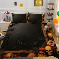 3D kućni krevet odjeću crtani životinje Vintage lubanje tekstil crni Halloween Decor Komplet poklopca