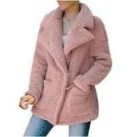 Ženska zimska topala na sredini kaputa vrhunska kaputa od pune boje dugih rukava, ružičasta