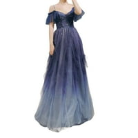 S ramena mornarsko plava tulle formalna haljina maxi haljina za žene plave veličine xxxxl