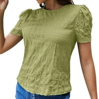 Ženski bagerski vrhovi i bluze Ženska ljetna majica V izrez Ruffled kratkih rukava s kratkim rukavima plus tipke LATE VERZI GREEN M