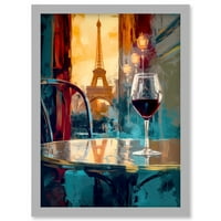 Refleksije Pariz Eiffelov toranjski ulje ulje Restoran Street Tabela Crveno vinska umjetnička djela
