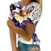Ženski bluze s kratkim rukavima Ženska plus bluza Slatka grafička štampa Košulje okrugli izrez Ljetni