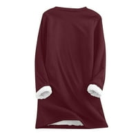 Plus size Žene Dukseri Topla runo Podijeljeni zimski pulover vrhovi bundeve Print Crewneck Ležerne prilike dugih rukava