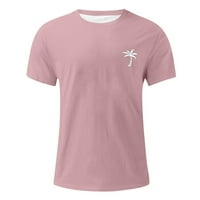 Muške velike i visoke retro majice Grafička kreativna slova Ispis okrugli vrat Kratki rukav labav ljetni modni majica Pink XXL
