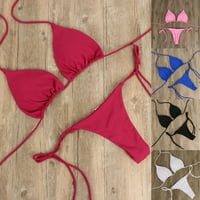 Fusipu set bikini set Solid Color Halter vrat remen Thong ženski kupaći kostim set za plažu