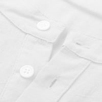 Muška gumba dolje V izrez majica kratki rukav casual plaža na vrhu pune boje bluza bijela l