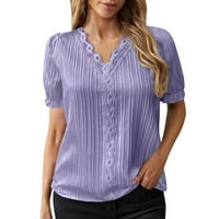 Ženske košulje s kratkim rukavima Solid Boja V izrez Labavi Ležerne prilike Top Simple Style Bluze za