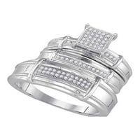 Jewels Sterling Silver Njegov je njen okrugli dijamantski klaster podudaranje mladenci za vjenčani prsten set CTTW