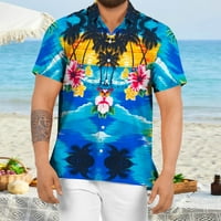 Ljetna casual muškog proljeća ljetna casual cvjetna plaža tropsko casual gumb niz majice kratkih rukava