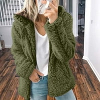 Ženske dame tople kaput jakna zima o-izrez čvrsto duga duga odjeća zelena l