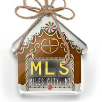 Ornament tiskani jedno strani šifra aerodroma MLS za Miles City, Mt Božić Neonblond