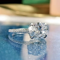 Srebrni prsten od rinestone platine kandže Ovalni dijamant Moissanite prsten za prsten za vjenčanje