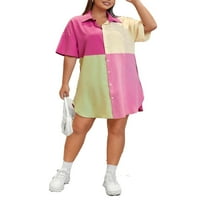 Ležerne košulje u boji blokade, duljine haljine plus veličina